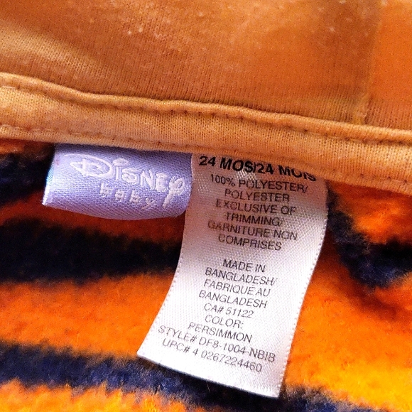 Disney orange striped Tigger embroidered terry hooded robe - Picture 3 of 7